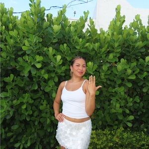 White Tank Top and Sequin Skirt